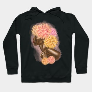 Pretty young girl with flowers in hair. Hoodie